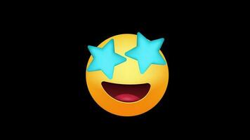 happy emoji star on eye loop Animation video transparent background with alpha channel