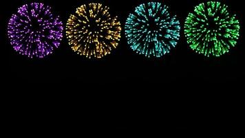 Urlaub Feuerwerk explodieren Neu Jahr Feier nahtlos Schleife Animation Video transparent Hintergrund mit Alpha Kanal.