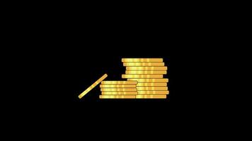 coin pile or stack icon loop Animation video transparent background with alpha channel