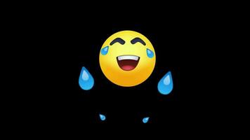 laughing emoticon with tears of joy loop Animation video transparent background with alpha channel