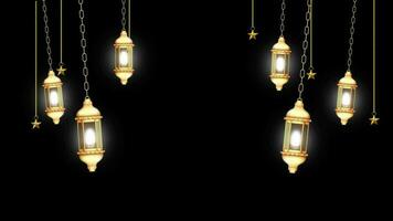 Ramadan Kareem Islamic Lantern hanging loop Animation video transparent background with alpha channel.