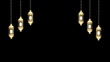 Ramadan Kareem Islamic Lantern hanging loop Animation video transparent background with alpha channel.