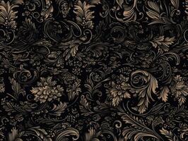 Seamless pattern Royal vintage Victorian Gothic background Rococo venzel and whorl created with technology. photo