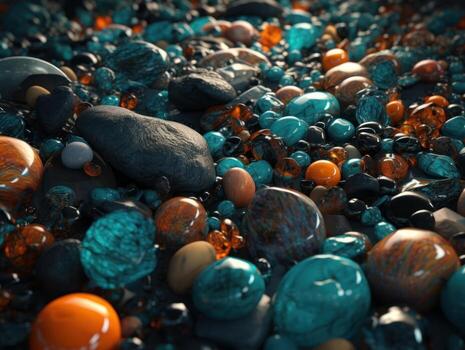 Translucent glass Stones and pebbles Abstract background with geometric shapes created with technology. photo