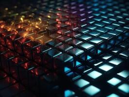 Futuristic metallic cubes background Abstract geometric mosaic grid Square tiles pattern technology photo