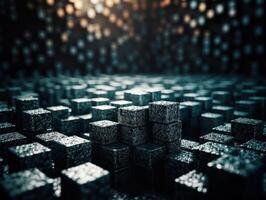 Futuristic cement cubes background Abstract geometric mosaic grid Square tiles pattern technology photo