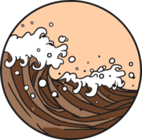 vintage água onda logotipo dentro plano linha arte estilo png