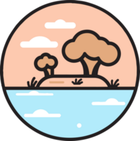 ancien île logo dans plat ligne art style png