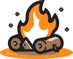 ancien feu de camp logo dans plat ligne art style png