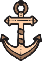 vintage anchor logo in flat line art style png