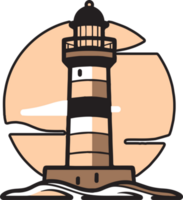 vintage lighthouse logo in flat line art style png