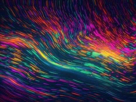 Neon lights Chromatic Holographic liquid dynamic shapes on dark background Created with technology. photo