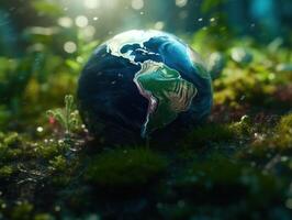 Green planet earth day nature protection concept Created with technology photo