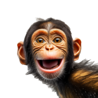 feliz macaco isolado em fundo com generativo ai png