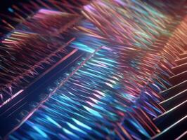 Neon lights diagonal lines on dark background Created with technology photo
