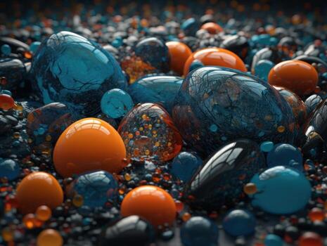 Translucent glass Stones and pebbles Abstract background with geometric shapes created with technology. photo