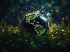 Green planet earth day nature protection concept Created with technology photo