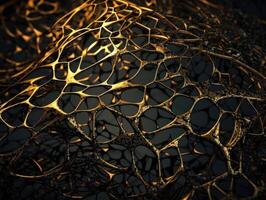 Dark black and gold abstract background An abstract image featuring organic shapes and lines that intersect and overlap created with technology. photo