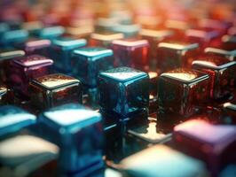 Futuristic glass cubes background Abstract geometric mosaic grid Square tiles pattern technology photo
