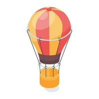 Isometric icon of hot balloon vector