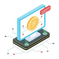 Isometric icon of crypto website vector