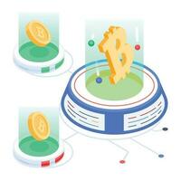 Isometric icon of cryptocurrency industry vector