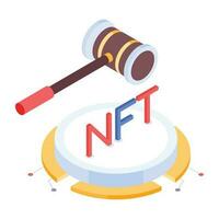 Customizable 3d icon of nft auction vector