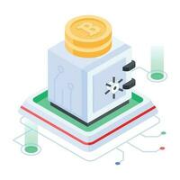 Isometric icon of cryptocurrency industry vector