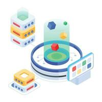 Isometric icon of cryptocurrency industry vector