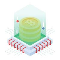 Isometric icon of cryptocurrency industry vector