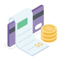 3d icon of bitcoin invoice vector