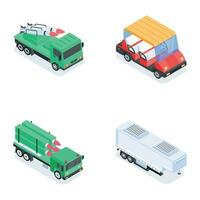 Set of Automobiles Isometric Icons vector