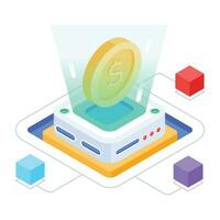 Isometric icon of cryptocurrency industry vector