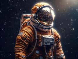 Astronaut in spacesuit against the background of the night sky Created with technology photo