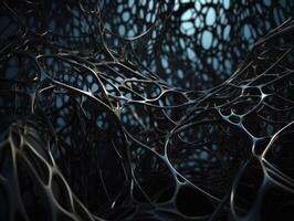 Dark black abstract background An abstract image featuring organic shapes and lines that intersect and overlap created with technology. photo