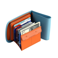 wallet with banknotes isolated on background with png