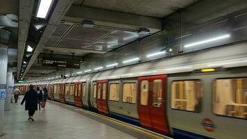 Most Beautiful Low Angle Footage of Underground Metro Railway Station at Central London Capital City of England Great Britain. The Footage Was Captured on 30-May-2023 video