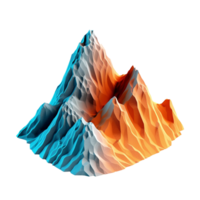 Blue and Orange Mountain Model isolated on background with png