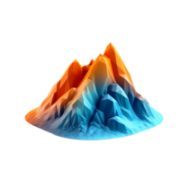 Blue and Orange Mountain Model isolated on background with png