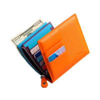 wallet with banknotes isolated on background with png