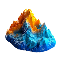 Blue and Orange Mountain Model isolated on background with png