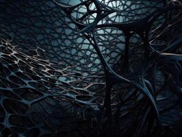 Dark black abstract background An abstract image featuring organic shapes and lines that intersect and overlap created with technology. photo