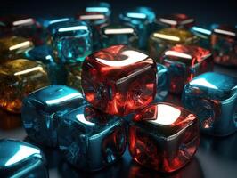 Futuristic glass cubes background Abstract geometric mosaic grid Square tiles pattern technology photo