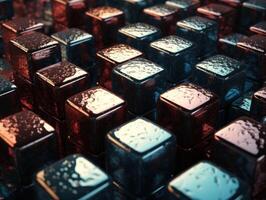 Futuristic metallic cubes background Abstract geometric mosaic grid Square tiles pattern technology photo