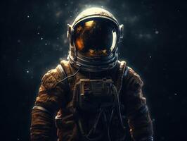 Astronaut in spacesuit against the background of the night sky Created with technology photo