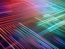 Neon lights diagonal lines on dark background Created with technology photo
