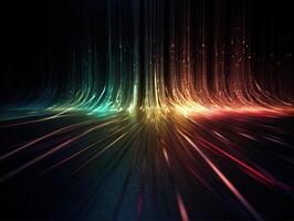 Neon lights wavy lines on dark background Created with technology. photo
