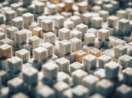 Futuristic white plastic cubes background Abstract geometric mosaic grid Square tiles pattern technology photo