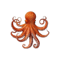 pulpo aislado en transparente fondo, creado con generativo ai png