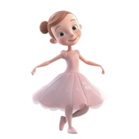 Cartoon style little girl ballerina isolated on transparent background, created with png